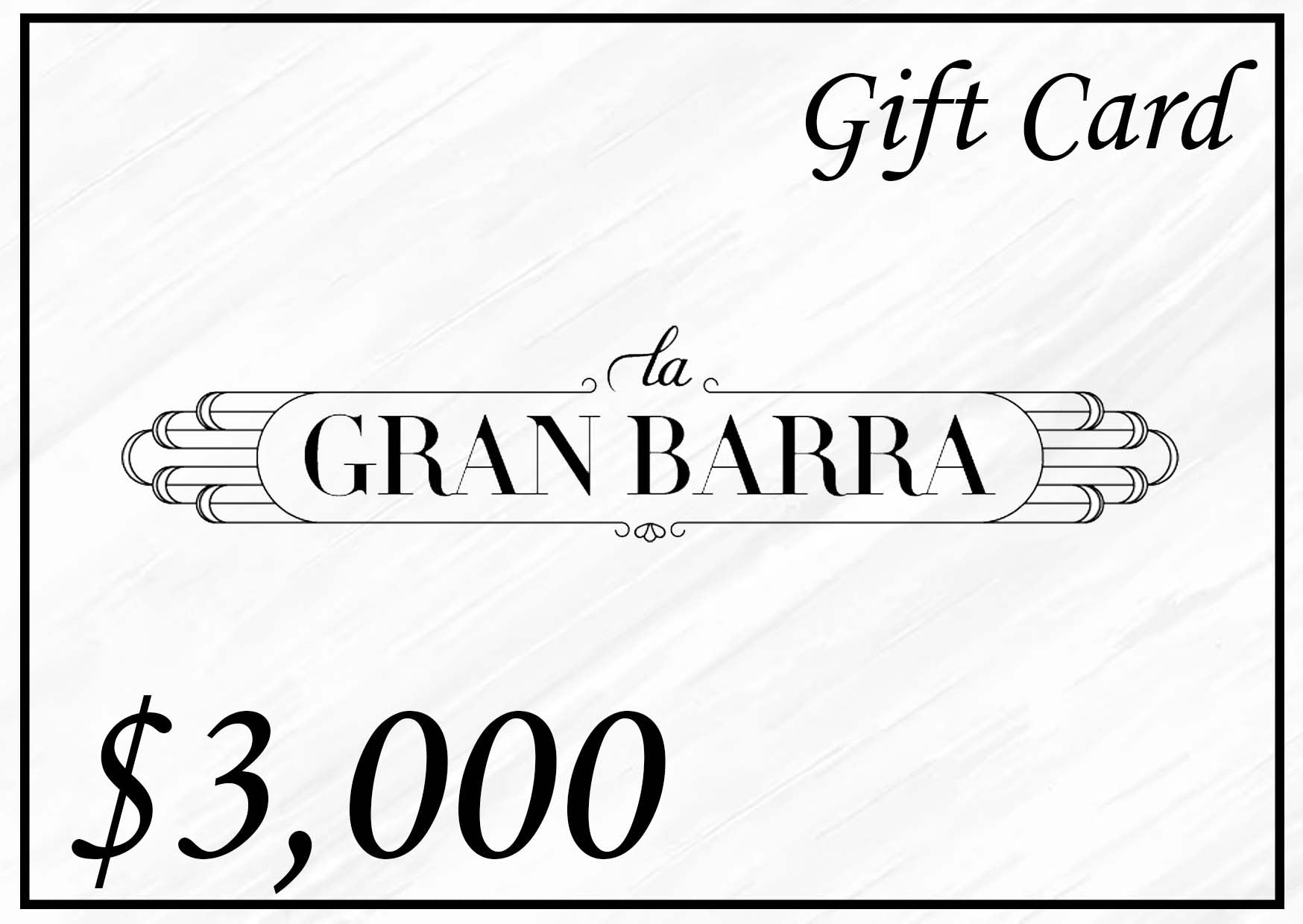 Gift Card Electrónico para consumo en La Gran Barra por $ 3,000 pesos