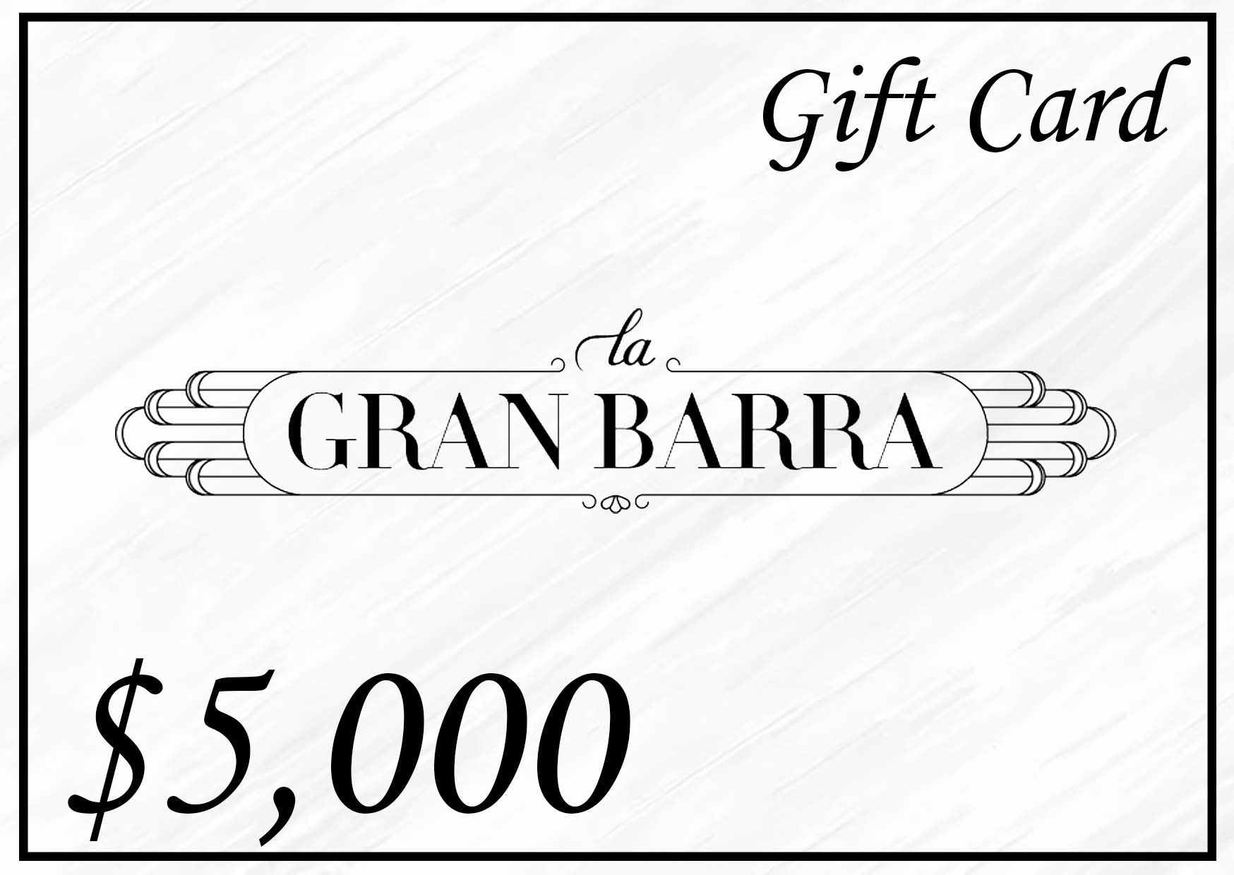 Gift Card Electrónico para consumo en La Gran Barra por $ 5,000 pesos